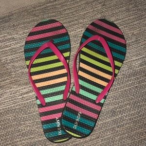Rainbow flip flops